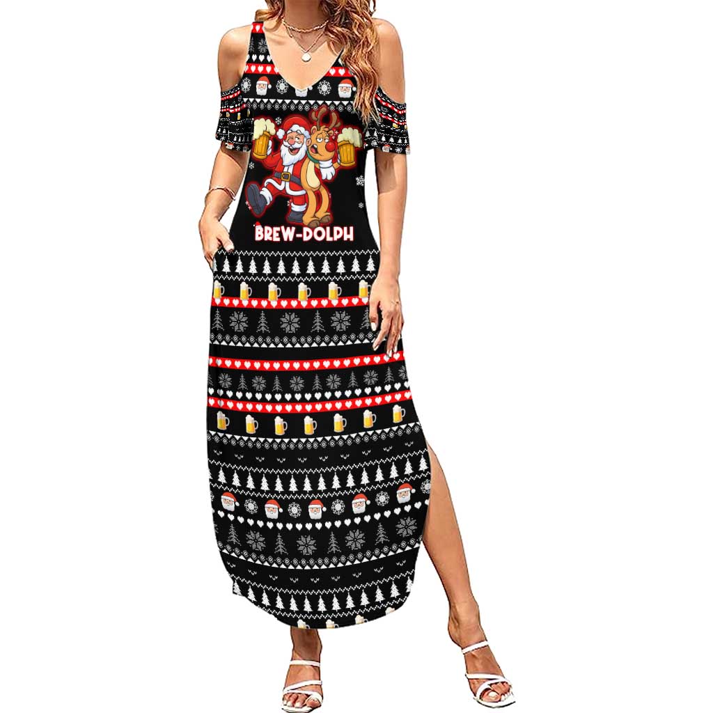 Christmas Brewdolph Reindeer Summer Maxi Dress Xmas Holiday Patterns - Wonder Print Shop