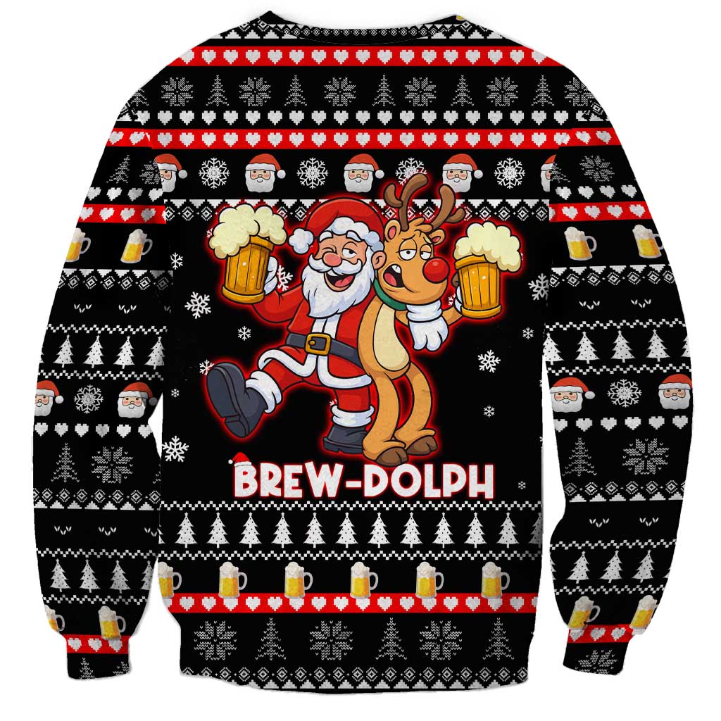 Christmas Brewdolph Reindeer Sweatshirt Xmas Holiday Patterns - Wonder Print Shop