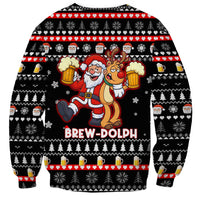 Christmas Brewdolph Reindeer Sweatshirt Xmas Holiday Patterns - Wonder Print Shop
