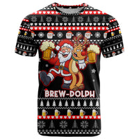 Christmas Brewdolph Reindeer T Shirt Xmas Holiday Patterns - Wonder Print Shop