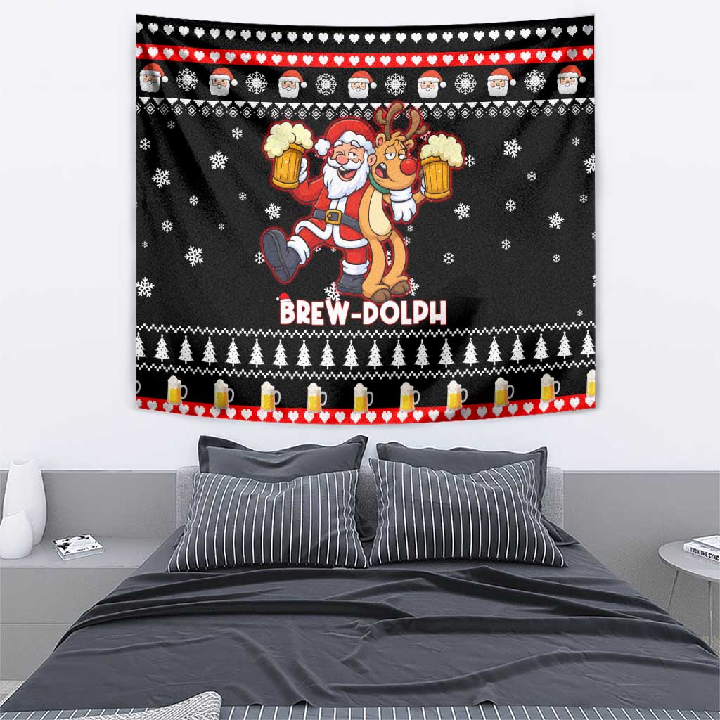 Christmas Brewdolph Reindeer Tapestry Xmas Holiday Patterns - Wonder Print Shop