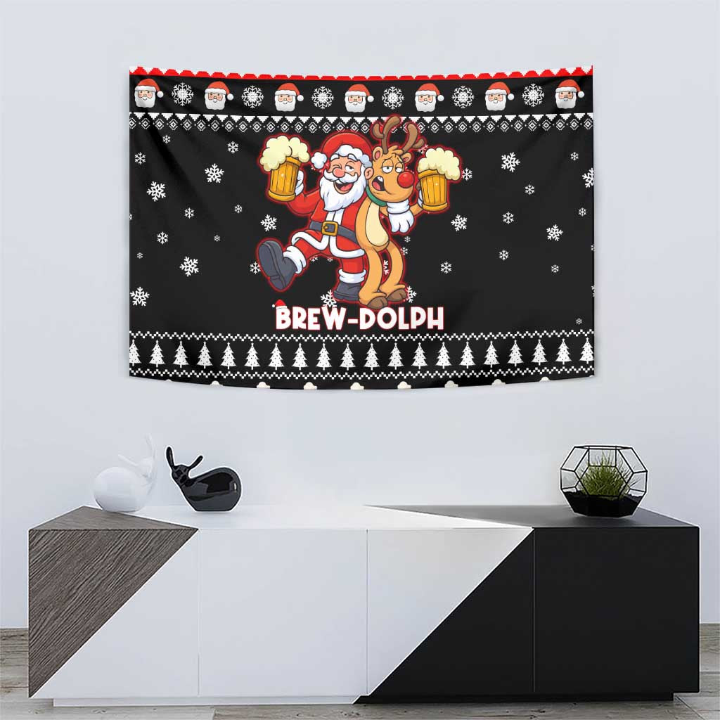 Christmas Brewdolph Reindeer Tapestry Xmas Holiday Patterns - Wonder Print Shop