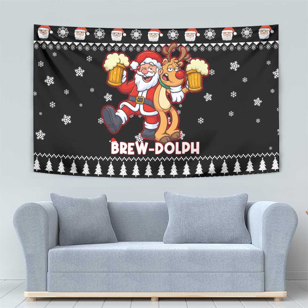 Christmas Brewdolph Reindeer Tapestry Xmas Holiday Patterns - Wonder Print Shop