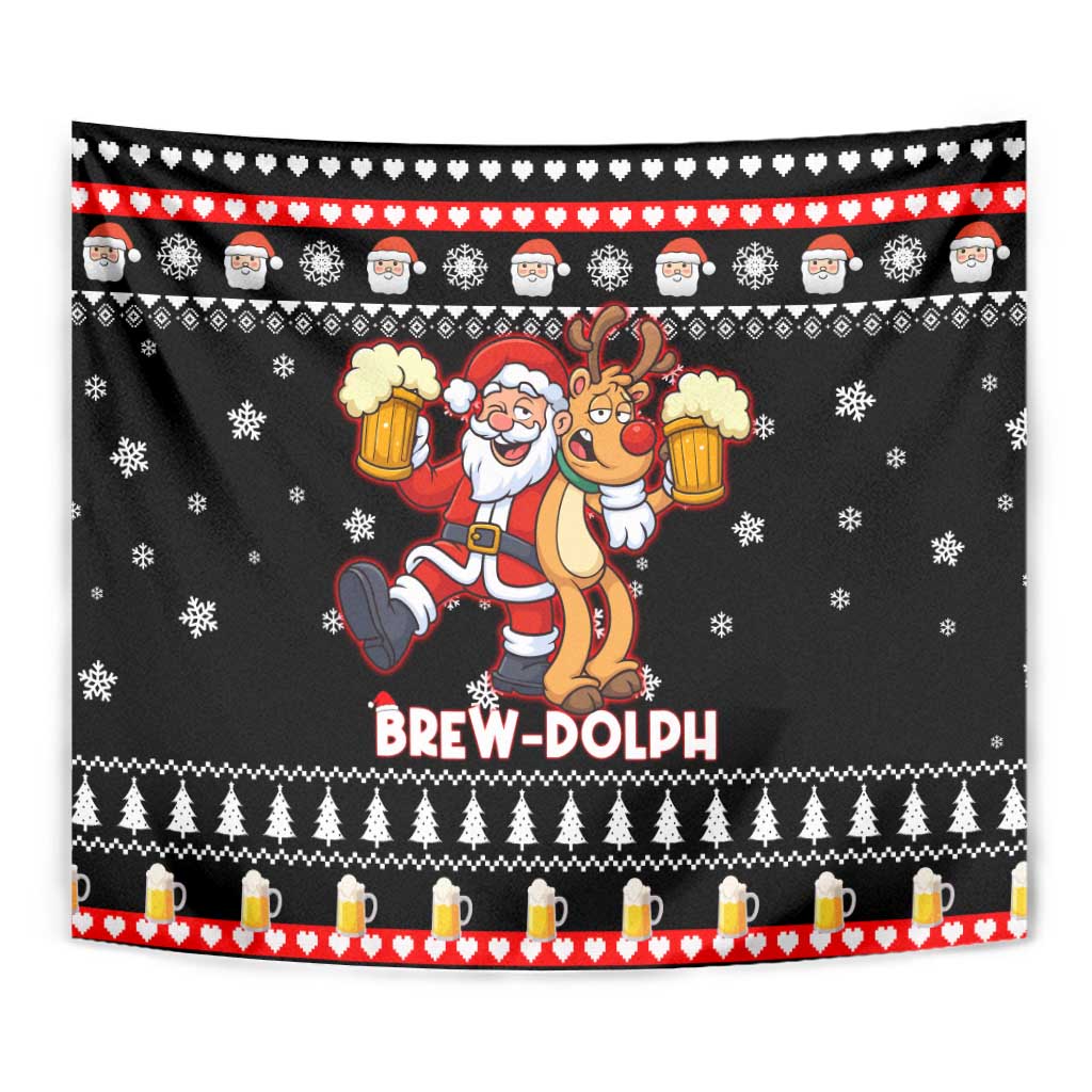 Christmas Brewdolph Reindeer Tapestry Xmas Holiday Patterns - Wonder Print Shop