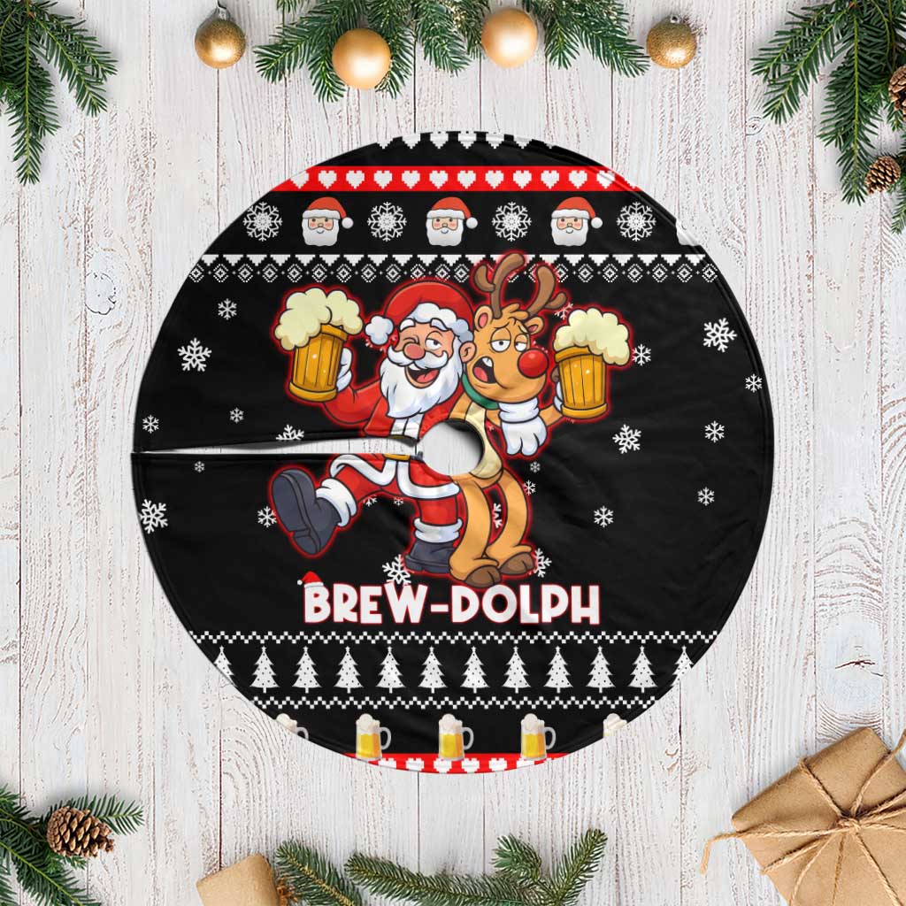 Christmas Brewdolph Reindeer Tree Skirt Xmas Holiday Patterns - Wonder Print Shop