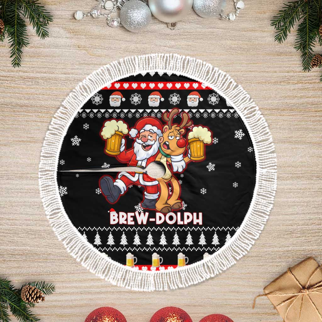 Christmas Brewdolph Reindeer Tree Skirt Xmas Holiday Patterns - Wonder Print Shop
