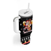 Christmas Brewdolph Reindeer Tumbler With Handle Xmas Holiday Patterns - Wonder Print Shop