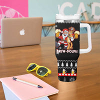 Christmas Brewdolph Reindeer Tumbler With Handle Xmas Holiday Patterns - Wonder Print Shop