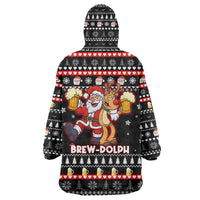 Christmas Brewdolph Reindeer Wearable Blanket Hoodie Xmas Holiday Patterns - Wonder Print Shop