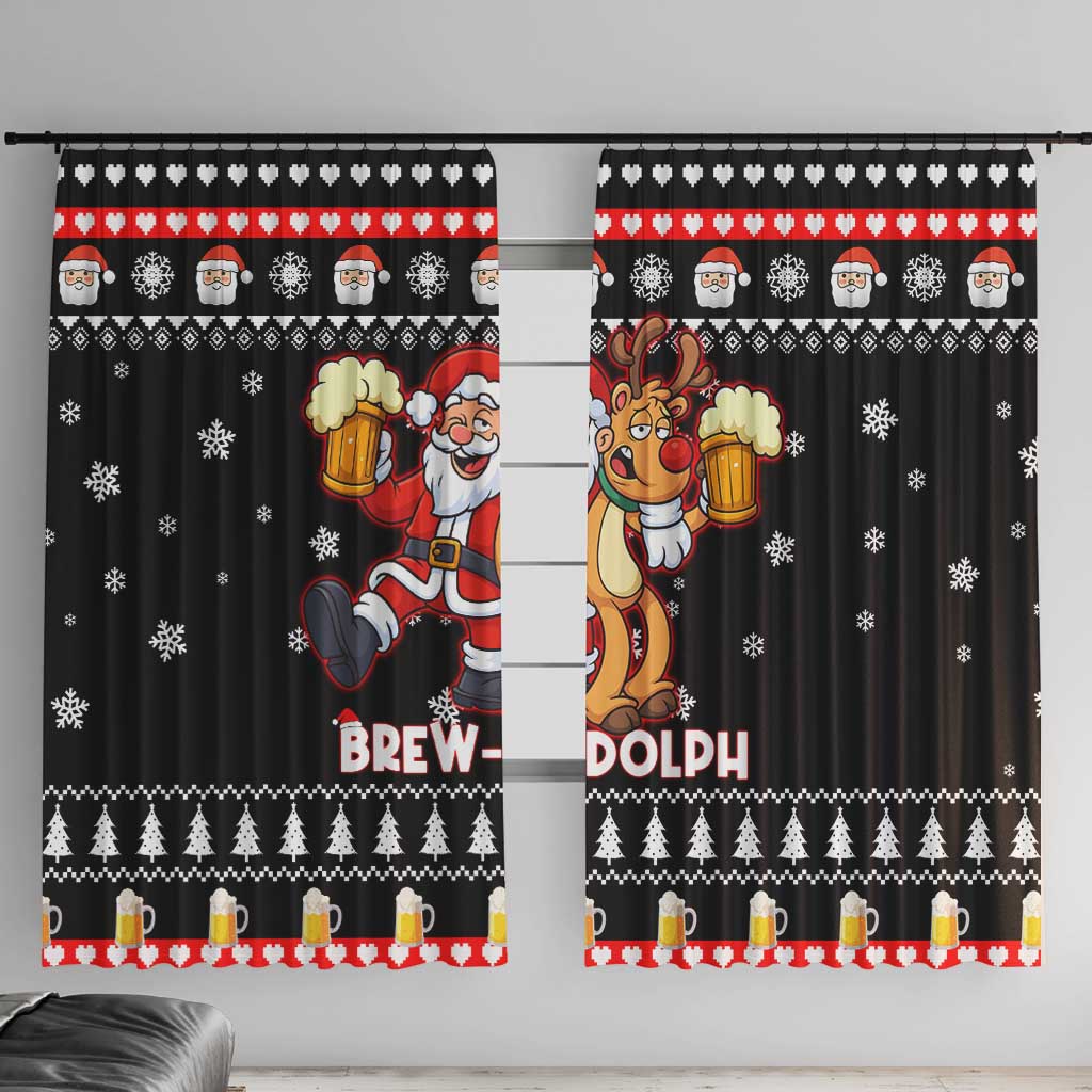 Christmas Brewdolph Reindeer Window Curtain Xmas Holiday Patterns - Wonder Print Shop