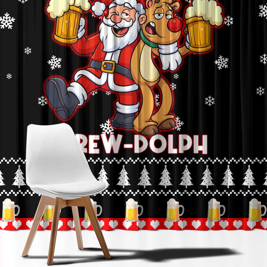 Christmas Brewdolph Reindeer Window Curtain Xmas Holiday Patterns - Wonder Print Shop
