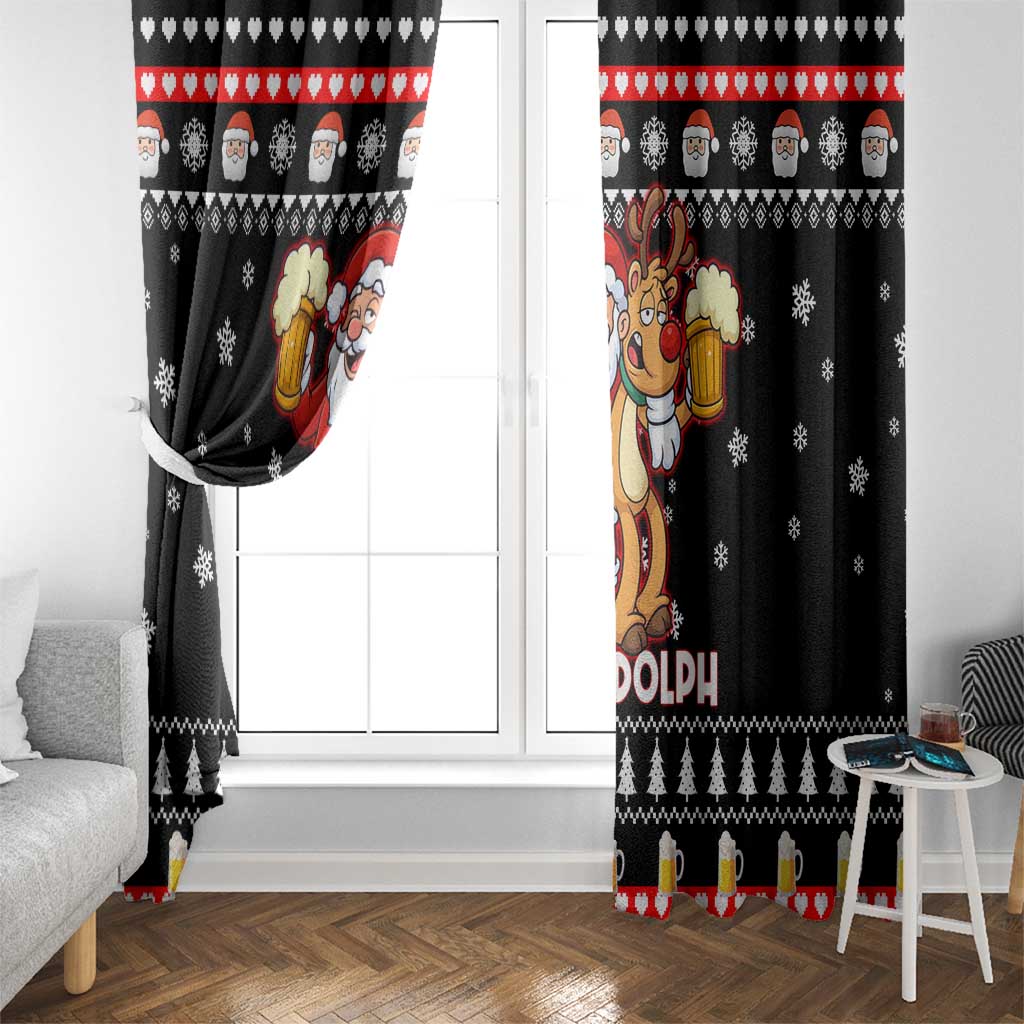 Christmas Brewdolph Reindeer Window Curtain Xmas Holiday Patterns - Wonder Print Shop