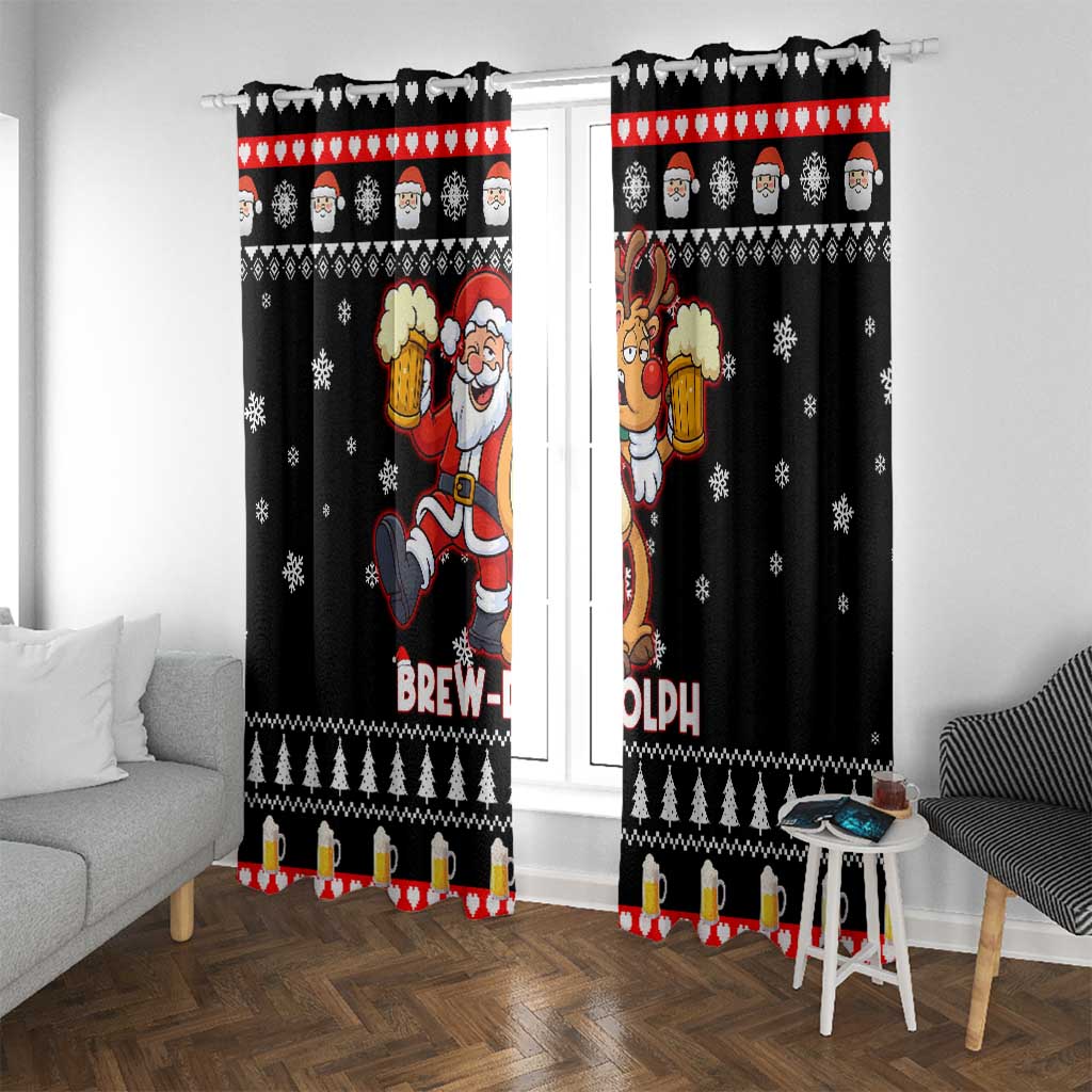 Christmas Brewdolph Reindeer Window Curtain Xmas Holiday Patterns - Wonder Print Shop
