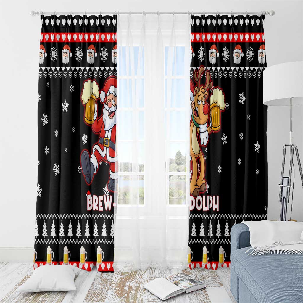 Christmas Brewdolph Reindeer Window Curtain Xmas Holiday Patterns - Wonder Print Shop