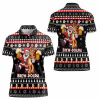 Christmas Brewdolph Reindeer Women Polo Shirt Xmas Holiday Patterns - Wonder Print Shop