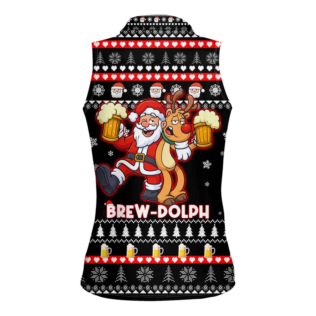Christmas Brewdolph Reindeer Women Sleeveless Polo Shirt Xmas Holiday Patterns - Wonder Print Shop