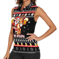 Christmas Brewdolph Reindeer Women Sleeveless Polo Shirt Xmas Holiday Patterns - Wonder Print Shop