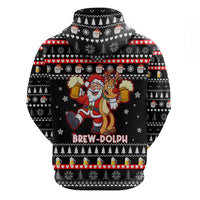 Christmas Brewdolph Reindeer Zip Hoodie Xmas Holiday Patterns - Wonder Print Shop