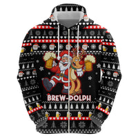 Christmas Brewdolph Reindeer Zip Hoodie Xmas Holiday Patterns - Wonder Print Shop