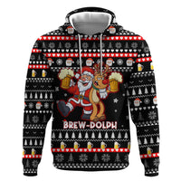Christmas Brewdolph Reindeer Zip Hoodie Xmas Holiday Patterns - Wonder Print Shop