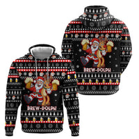 Christmas Brewdolph Reindeer Zip Hoodie Xmas Holiday Patterns - Wonder Print Shop