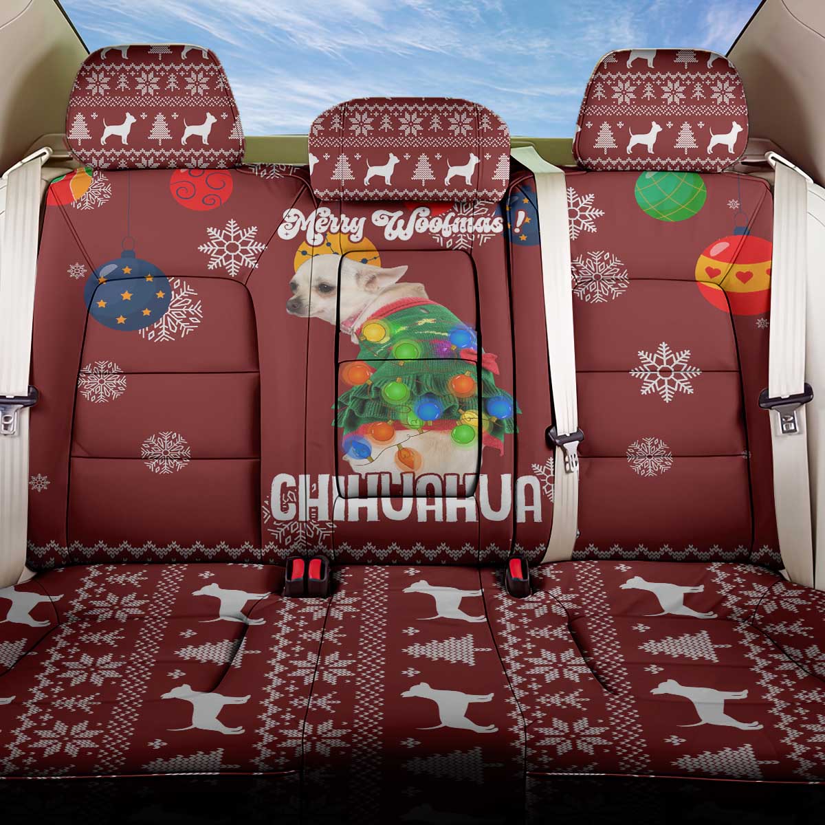 Chihuahua Dog Attitude Christmas Back Car Seat Cover Xmas Holiday Patterns - Wonder Print Shop