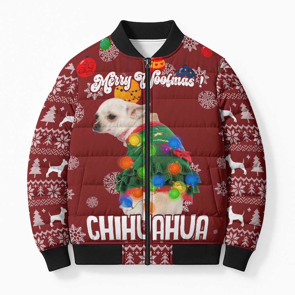 Chihuahua Dog Attitude Christmas Bomber Puffer Jacket Xmas Holiday Patterns - Wonder Print Shop