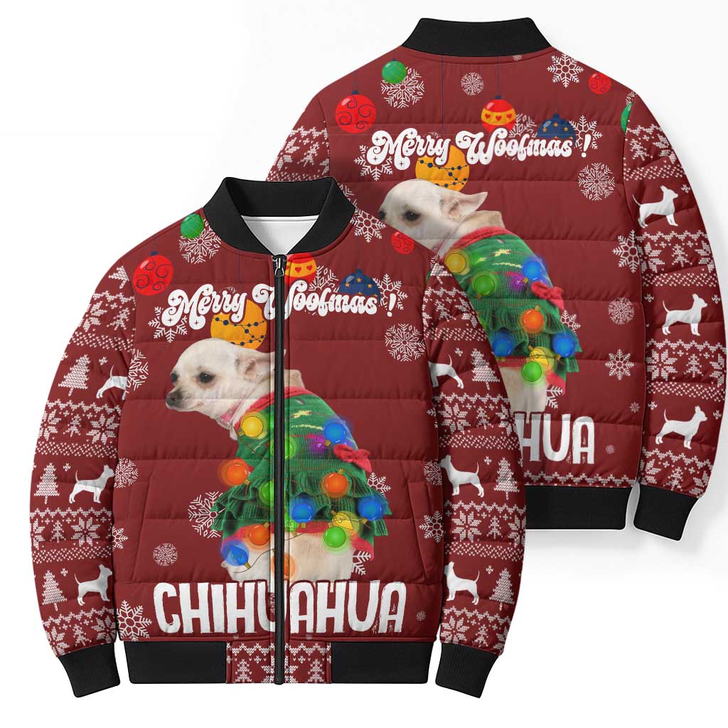 Chihuahua Dog Attitude Christmas Bomber Puffer Jacket Xmas Holiday Patterns - Wonder Print Shop