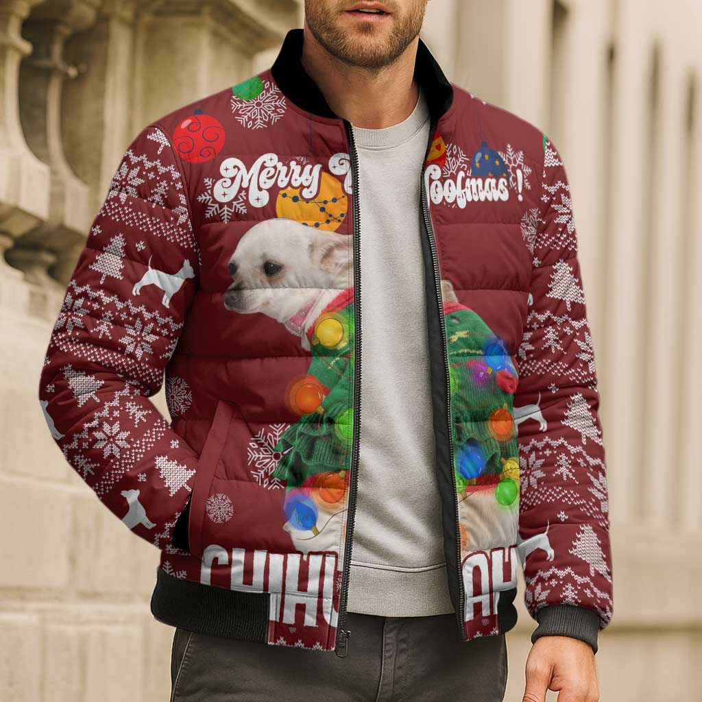Chihuahua Dog Attitude Christmas Bomber Puffer Jacket Xmas Holiday Patterns - Wonder Print Shop