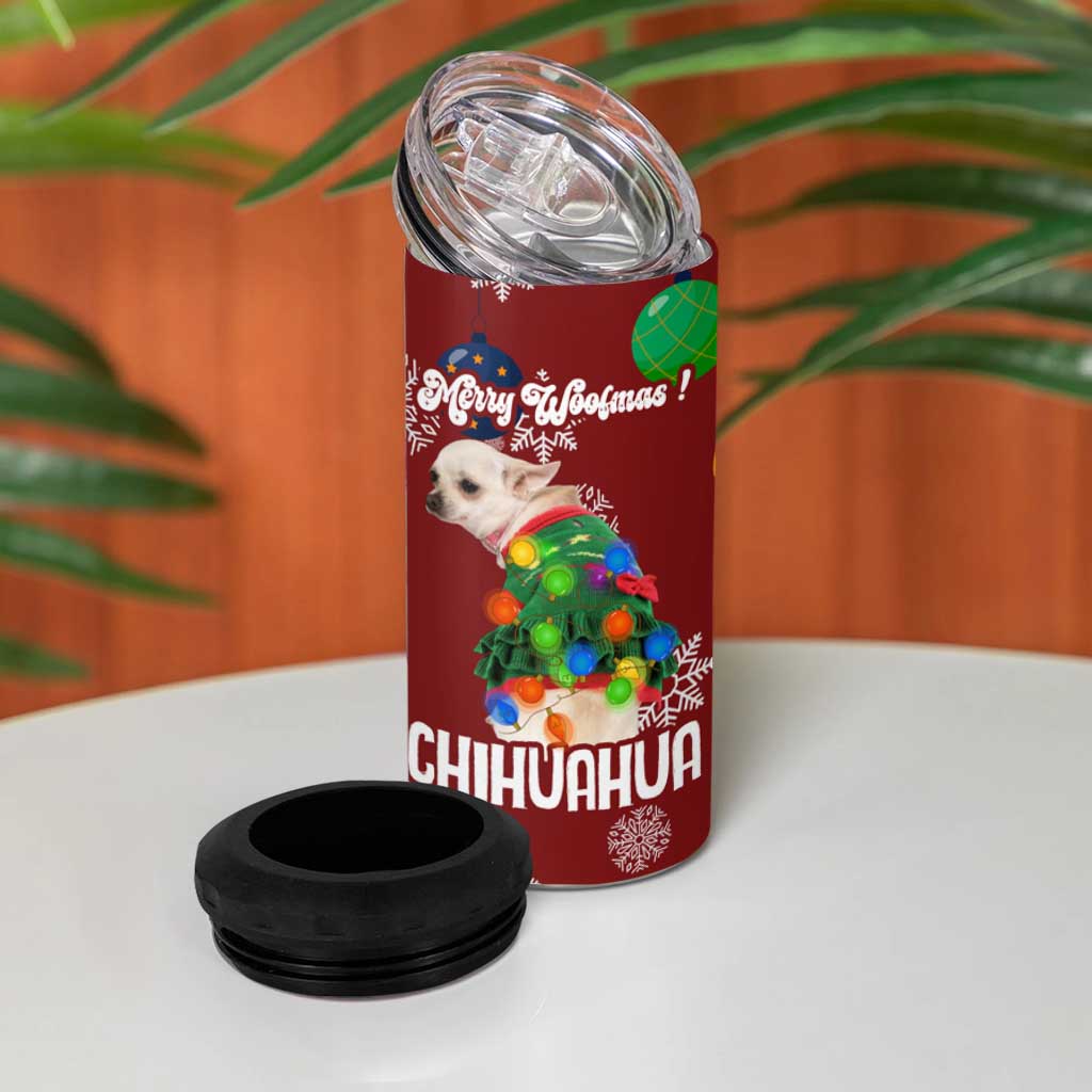 Chihuahua Dog Attitude Christmas 4 in 1 Can Cooler Tumbler Xmas Holiday Patterns - Wonder Print Shop