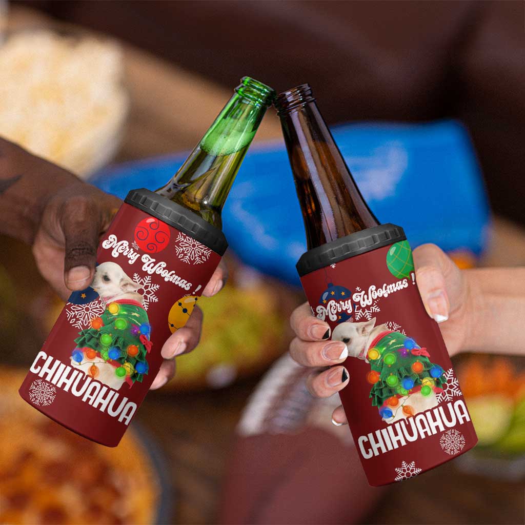 Chihuahua Dog Attitude Christmas 4 in 1 Can Cooler Tumbler Xmas Holiday Patterns - Wonder Print Shop