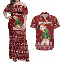Chihuahua Dog Attitude Christmas Couples Matching Off Shoulder Maxi Dress and Hawaiian Shirt Xmas Holiday Patterns - Wonder Print Shop