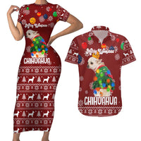 Chihuahua Dog Attitude Christmas Couples Matching Short Sleeve Bodycon Dress and Hawaiian Shirt Xmas Holiday Patterns - Wonder Print Shop