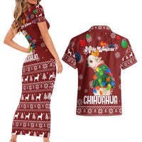 Chihuahua Dog Attitude Christmas Couples Matching Short Sleeve Bodycon Dress and Hawaiian Shirt Xmas Holiday Patterns - Wonder Print Shop