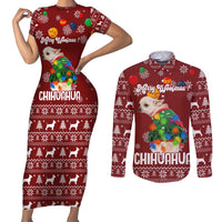 Chihuahua Dog Attitude Christmas Couples Matching Short Sleeve Bodycon Dress and Long Sleeve Button Shirt Xmas Holiday Patterns - Wonder Print Shop