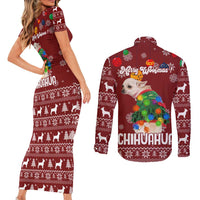 Chihuahua Dog Attitude Christmas Couples Matching Short Sleeve Bodycon Dress and Long Sleeve Button Shirt Xmas Holiday Patterns - Wonder Print Shop
