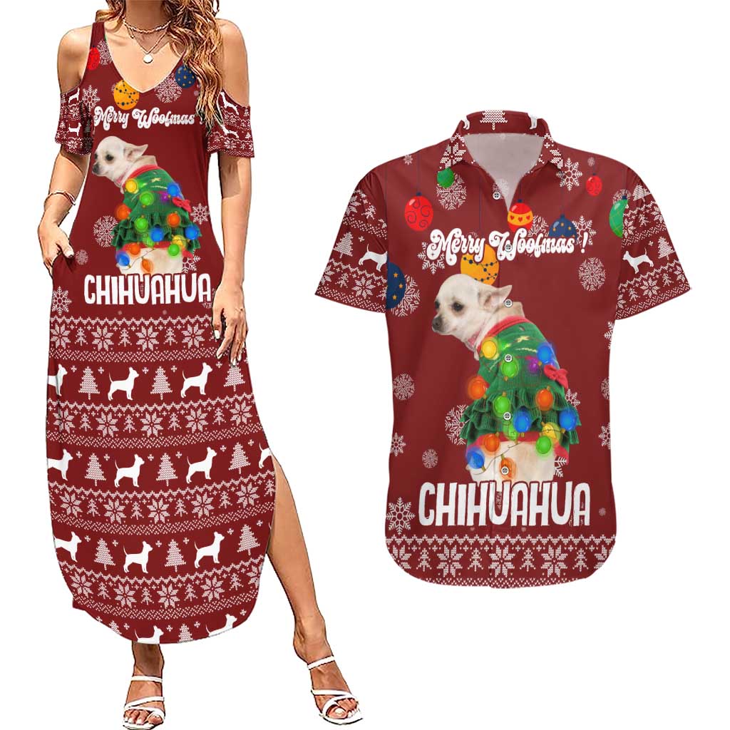 Chihuahua Dog Attitude Christmas Couples Matching Summer Maxi Dress and Hawaiian Shirt Xmas Holiday Patterns - Wonder Print Shop