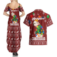 Chihuahua Dog Attitude Christmas Couples Matching Summer Maxi Dress and Hawaiian Shirt Xmas Holiday Patterns - Wonder Print Shop