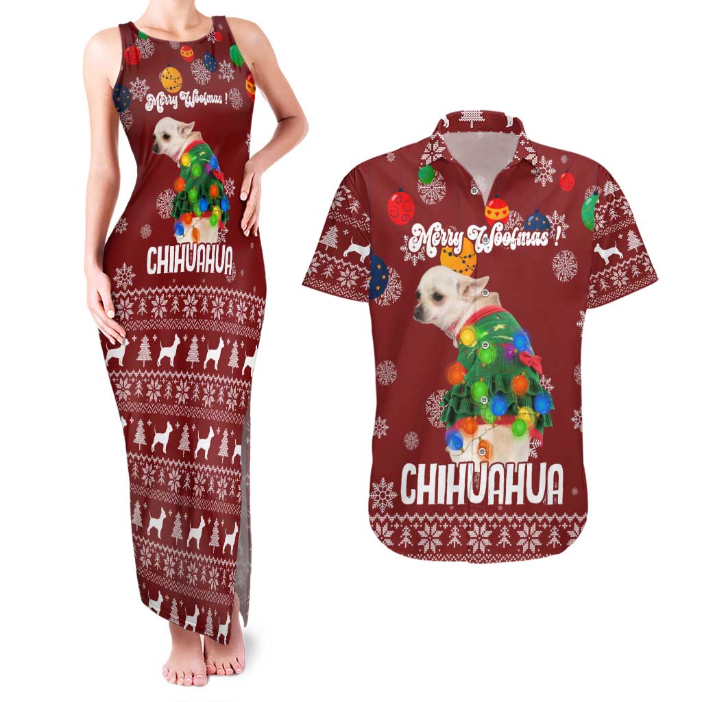 Chihuahua Dog Attitude Christmas Couples Matching Tank Maxi Dress and Hawaiian Shirt Xmas Holiday Patterns - Wonder Print Shop