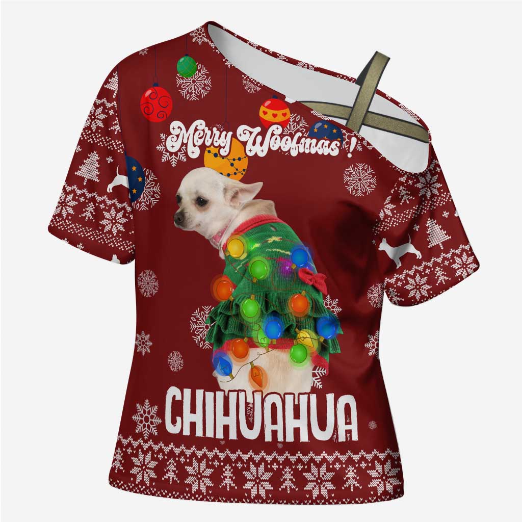 Chihuahua Dog Attitude Christmas Cross Shoulder Shirt Xmas Holiday Patterns - Wonder Print Shop