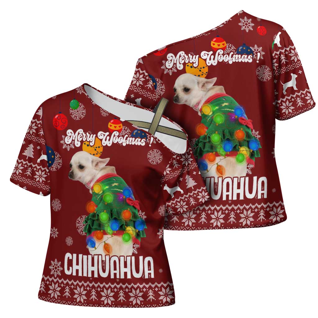 Chihuahua Dog Attitude Christmas Cross Shoulder Shirt Xmas Holiday Patterns - Wonder Print Shop
