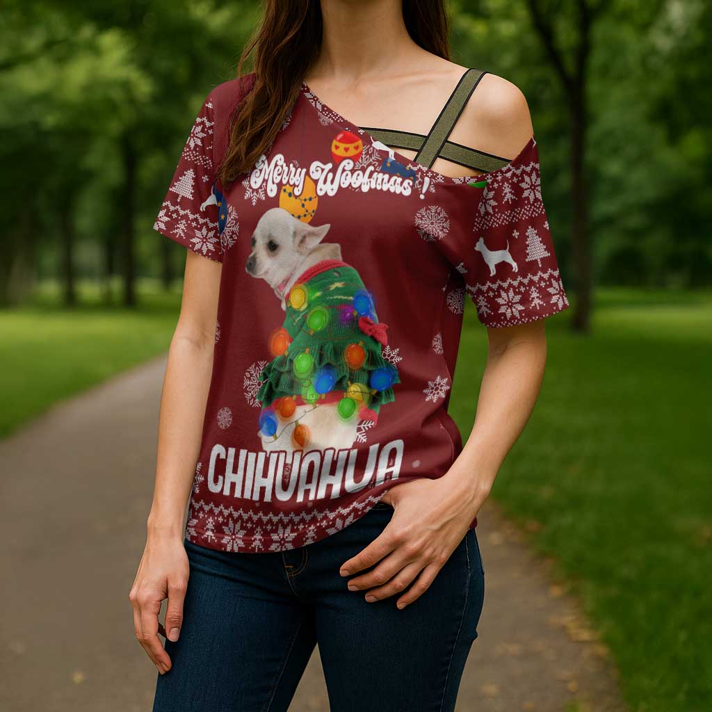 Chihuahua Dog Attitude Christmas Cross Shoulder Shirt Xmas Holiday Patterns - Wonder Print Shop