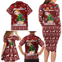 Chihuahua Dog Attitude Christmas Family Matching Long Sleeve Bodycon Dress and Hawaiian Shirt Xmas Holiday Patterns - Wonder Print Shop