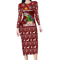 Chihuahua Dog Attitude Christmas Family Matching Long Sleeve Bodycon Dress and Hawaiian Shirt Xmas Holiday Patterns - Wonder Print Shop