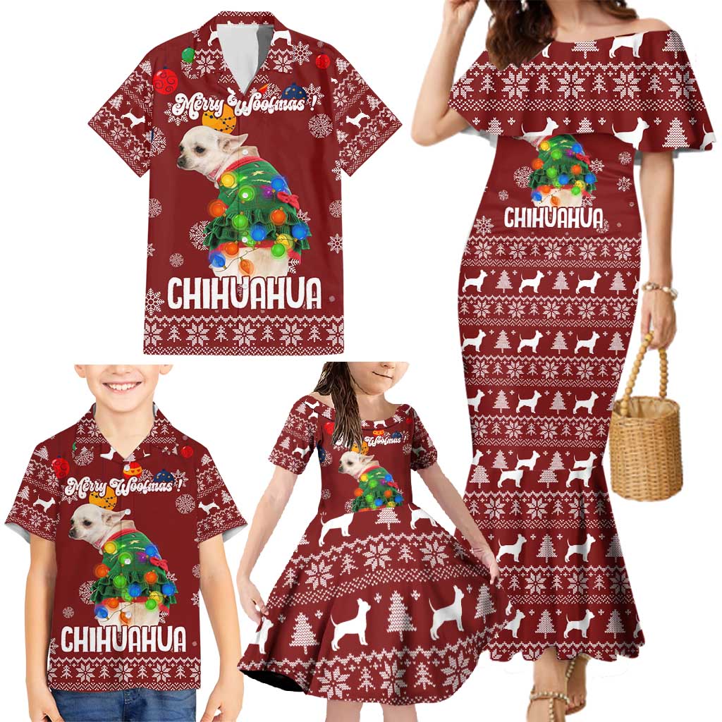 Chihuahua Dog Attitude Christmas Family Matching Mermaid Dress and Hawaiian Shirt Xmas Holiday Patterns - Wonder Print Shop