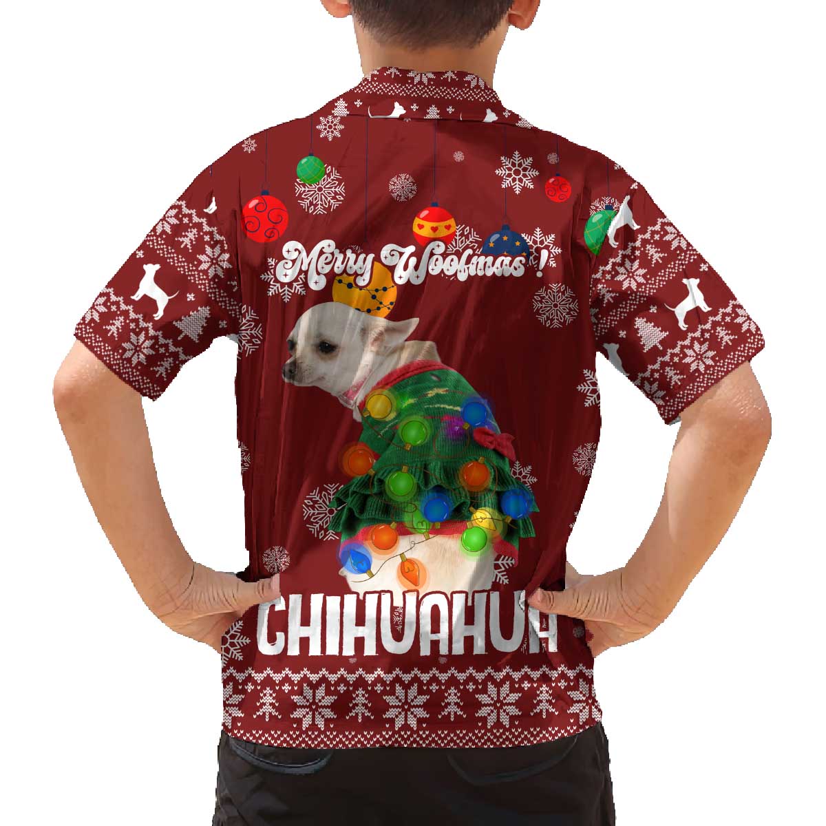 Chihuahua Dog Attitude Christmas Family Matching Off The Shoulder Long Sleeve Dress and Hawaiian Shirt Xmas Holiday Patterns - Wonder Print Shop