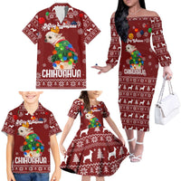 Chihuahua Dog Attitude Christmas Family Matching Off The Shoulder Long Sleeve Dress and Hawaiian Shirt Xmas Holiday Patterns - Wonder Print Shop