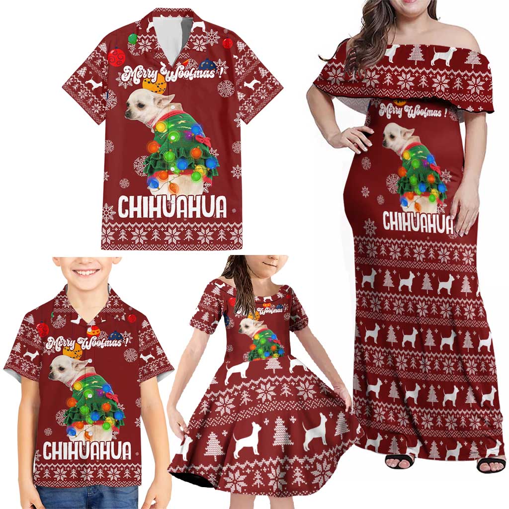 Chihuahua Dog Attitude Christmas Family Matching Off Shoulder Maxi Dress and Hawaiian Shirt Xmas Holiday Patterns - Wonder Print Shop
