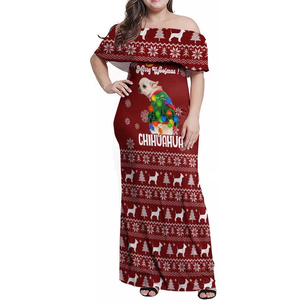Chihuahua Dog Attitude Christmas Family Matching Off Shoulder Maxi Dress and Hawaiian Shirt Xmas Holiday Patterns - Wonder Print Shop