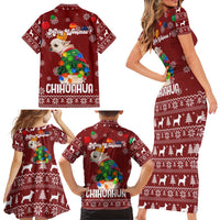Chihuahua Dog Attitude Christmas Family Matching Short Sleeve Bodycon Dress and Hawaiian Shirt Xmas Holiday Patterns - Wonder Print Shop